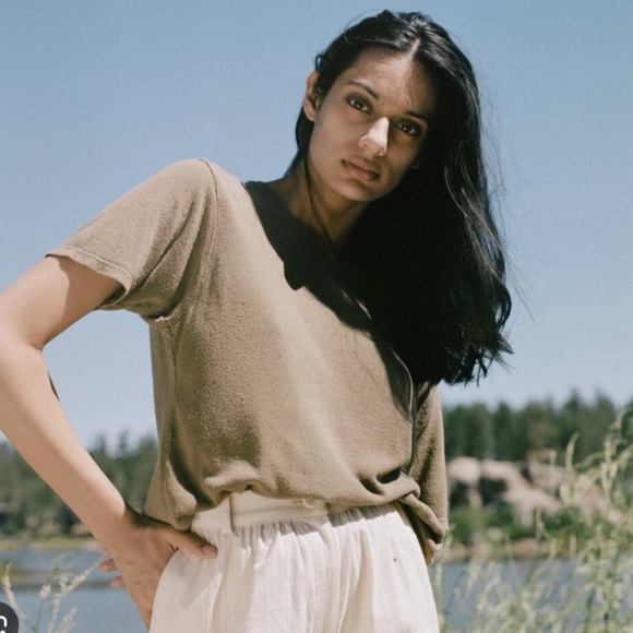 Ozma Silk Noil Sage Green Tee - Picture 1 of 8
